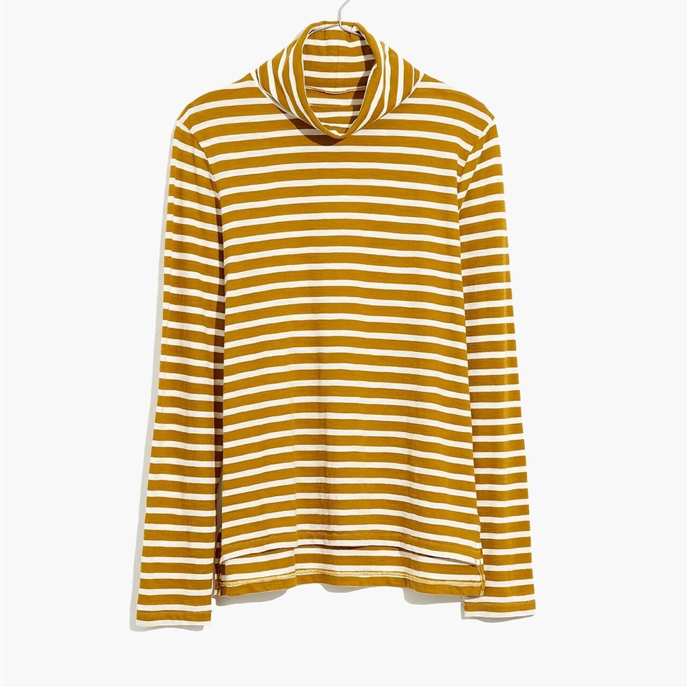 Madewell Whisper Cotton Turtleneck in Helene Stripe - Size Medium